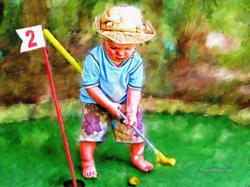 pequeño golfista Pinturas al óleo